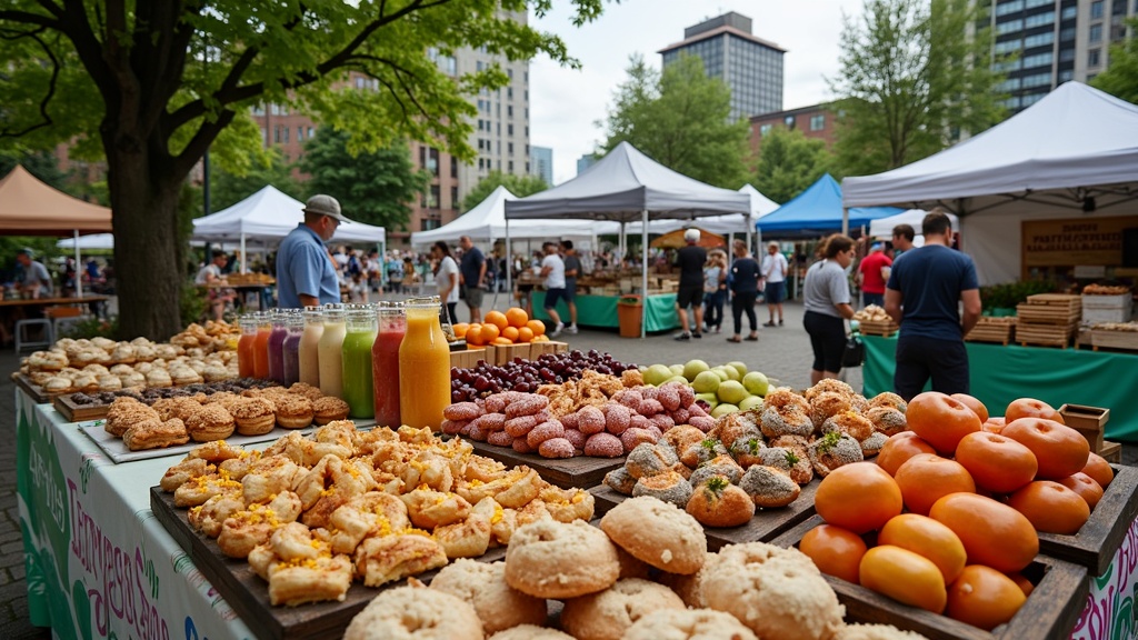 vegan Seattle business storefronts and market stalls